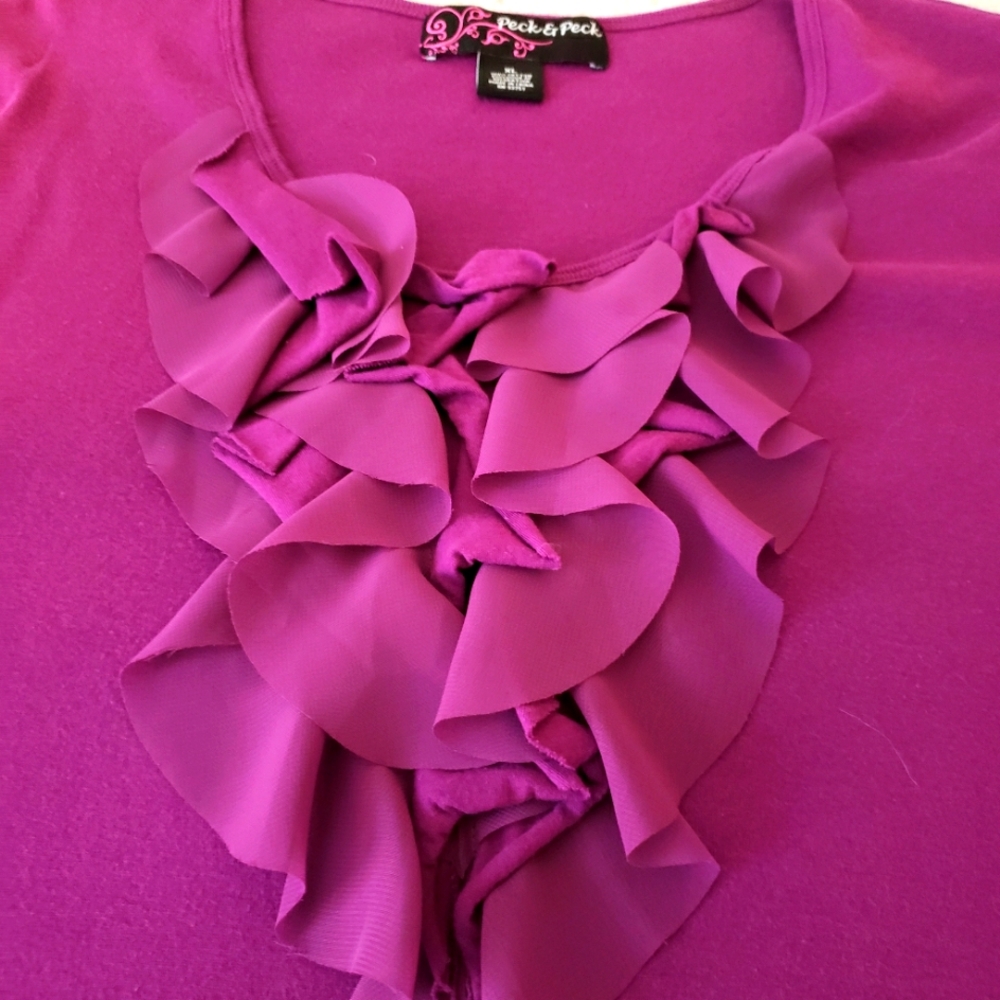 Purplish blouse XL with elegant ruffle in front